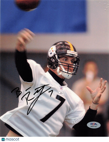 Ben Roethlisberger Signed Pittsburgh Steelers Football 8x10 Photo PSA Auto