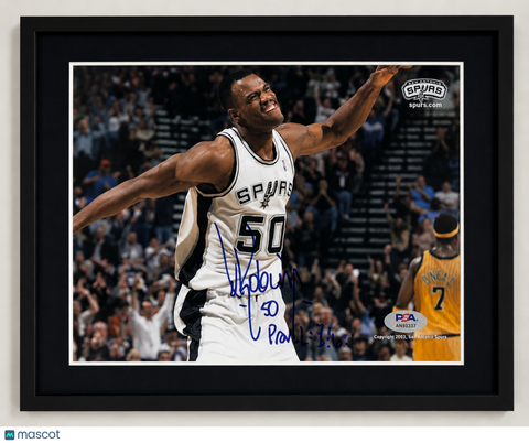 David Robinson San Antonio Spurs Signed Basketball 8x10 Custom Framed Photo PSA
