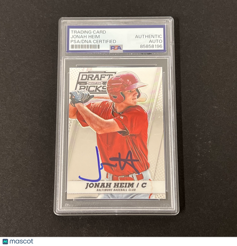 2013 Panini Prizm Perennial Draft Picks#86 Jonah Heim Signed Card PSA Auth