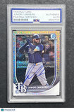 2025 Topps Bowman Chrome #13 Junior Caminero Signed Card Auto PSA Slabbed Rays