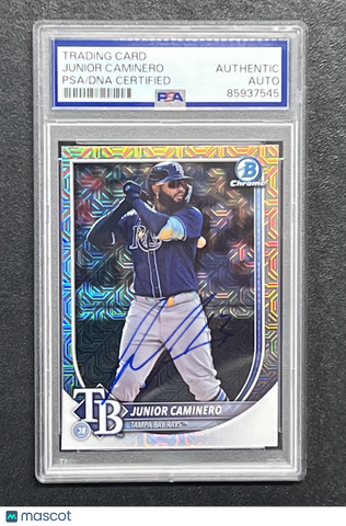 2025 Topps Bowman Chrome #13 Junior Caminero Signed Card Auto PSA Slabbed Rays
