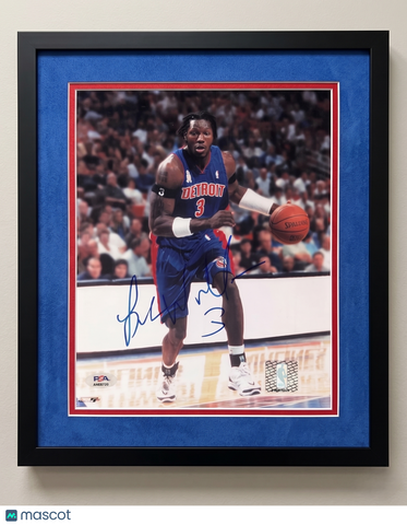 Ben Wallace Detroit Pistons Signed Basketball 8x10 Custom Framed Photo PSA