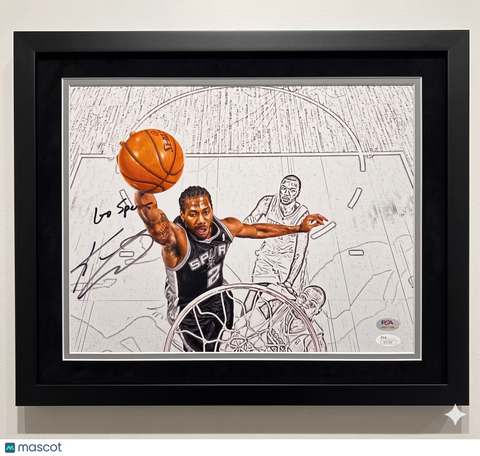 Kawhi Leonard San Antonio Spurs Signed Basketball 11x14 Custom Framed Photo PSA