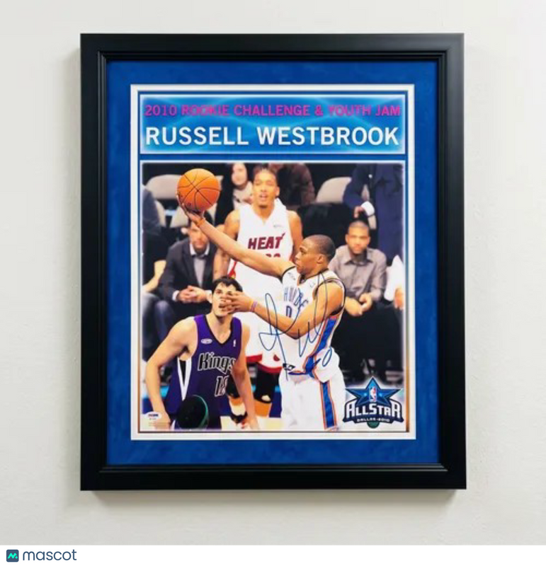 Russell Westbrook Oklahoma City Thunder Signed 16x20 Custom Framed Photo PSA
