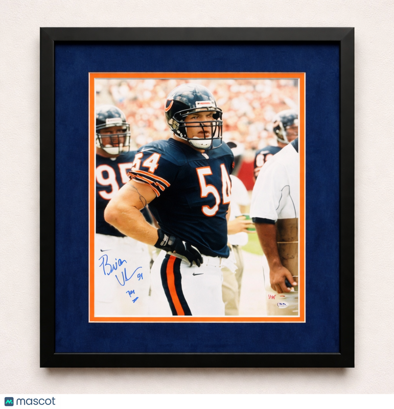 Brian Urlacher Signed Chicago Bears Football 16x20 Custom Framed Photo PSA