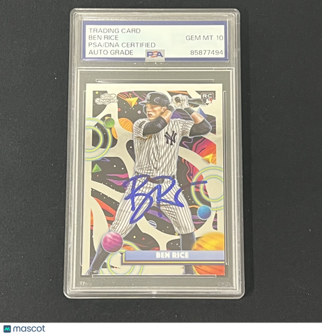 2025 Topps Chrome Cosmic #174 Ben Rice Signed Rookie Card PSA Auto 10 Yankees