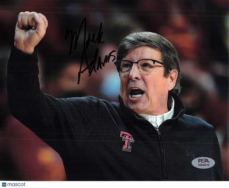 Mark Adams Texas Tech Red Raiders Signed Basketball 8x10 Photo PSA