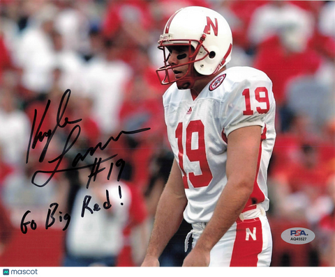 Kyle Larson Signed Nebraska Cornhuskers Football 8x10 Photo PSA Autographed