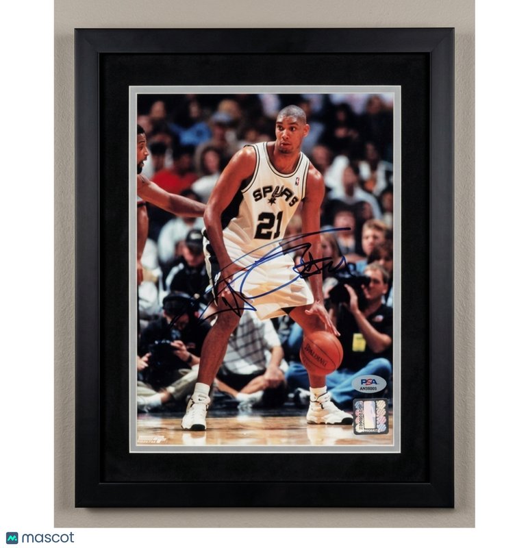 Tim Duncan San Antonio Spurs Signed Basketball 8x10 Custom Framed Photo PSA