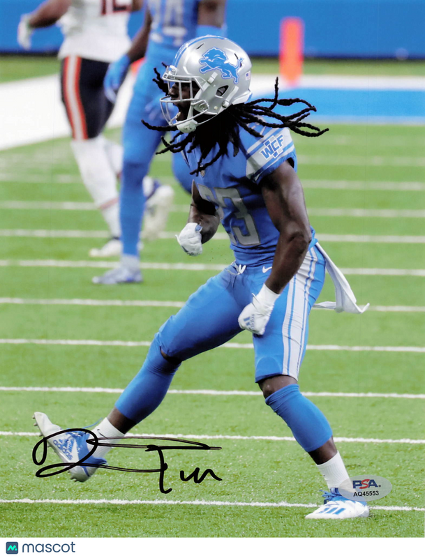Duke Johnson Signed Detroit Lions Football 8x10 Photo PSA Autographed