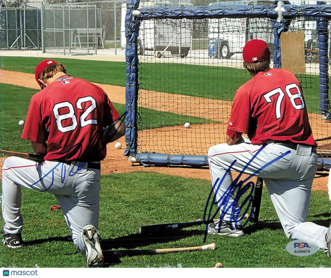 Lars Anderson and Josh Reddick Boston Red Sox Signed 8x10 Photo PSA