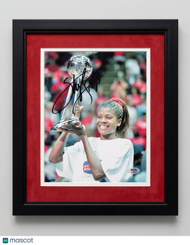 Sheryl Swoopes Houston Comets Signed Basketball 8x10 Custom Framed Photo PSA