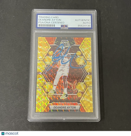 2022-23 Panini Mosaic #152 Deandre Ayton Reactive Yellow Prizm signed card PSA