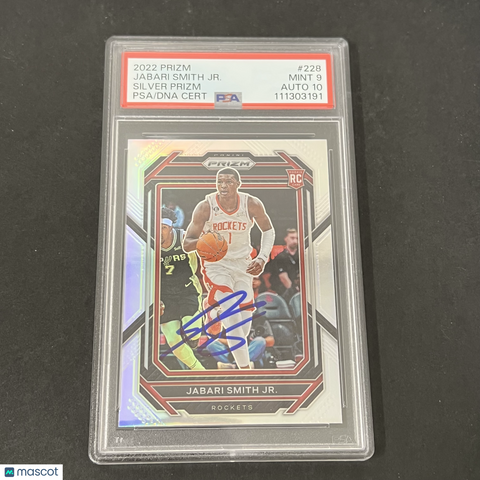 2022-23 Panini Prizm #228 Jabari Smith Jr. signed card PSA 9 Auto 10
