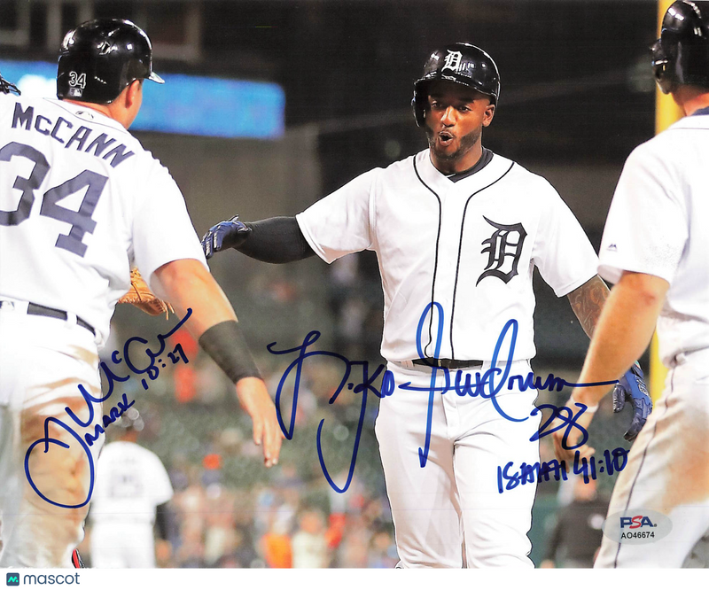 Niko Goodrum and James McCann Detroit Tigers Signed 8x10 Photo PSA
