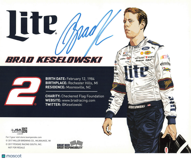 Brad Keselowski Signed Racing 8x10 Photo JSA Autographed