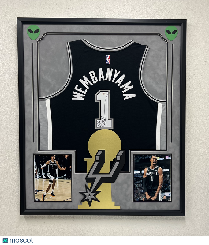 Victor Wembanyama Custom Framed Signed San Antonio Spurs Jersey PSA Autographed