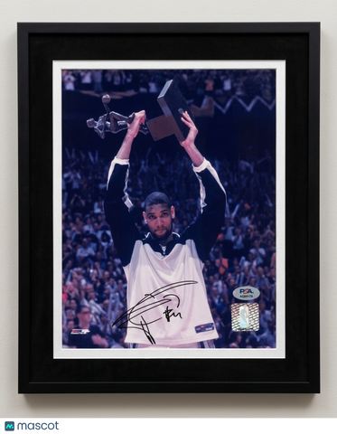 Tim Duncan San Antonio Spurs Signed Basketball 8x10 Custom Framed Photo PSA