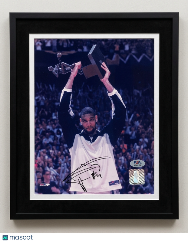 Tim Duncan San Antonio Spurs Signed Basketball 8x10 Custom Framed Photo PSA