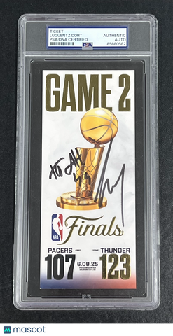 Luguentz Dort Nikola Topic 2025 NBA Properties Finals Signed Card Auto PSA Slab