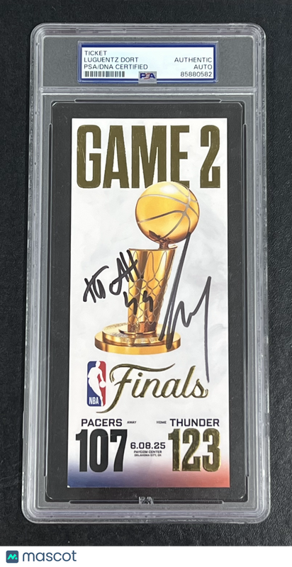 Luguentz Dort Nikola Topic 2025 NBA Properties Finals Signed Card Auto PSA Slab