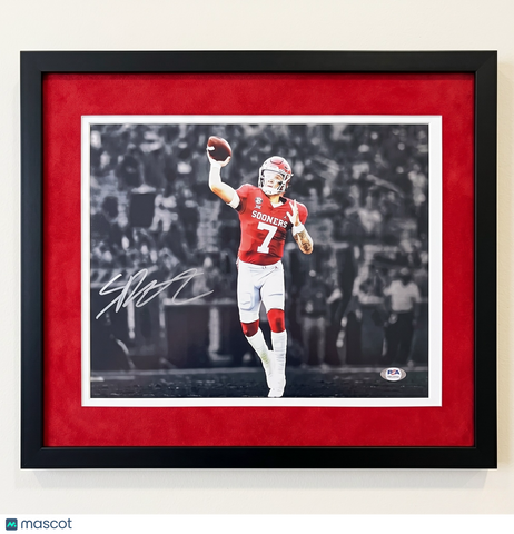 Spencer Rattler Signed Oklahoma Sooners Football 11x14 Custom Framed Photo PSA