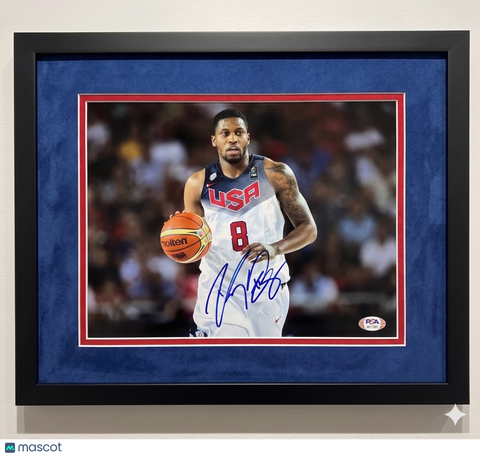 Rudy Gay Team USA Signed Basketball 11x14 Custom Framed Photo PSA
