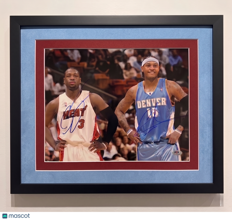Carmelo Anthony & Dwyane Wade Signed Basketball 11x14 Custom Framed Photo PSA