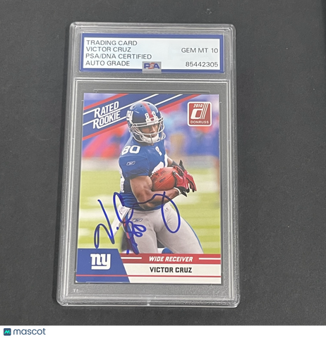 2010 Donruss Rated Rookie #100 Victor Cruz signed card PSA Auto 10
