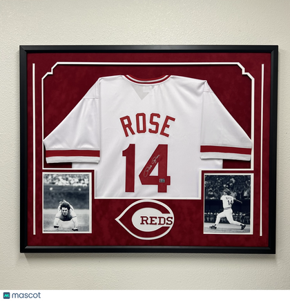 Pete Rose Signed Custom Framed Jersey Rose Auth Cincinnati Reds