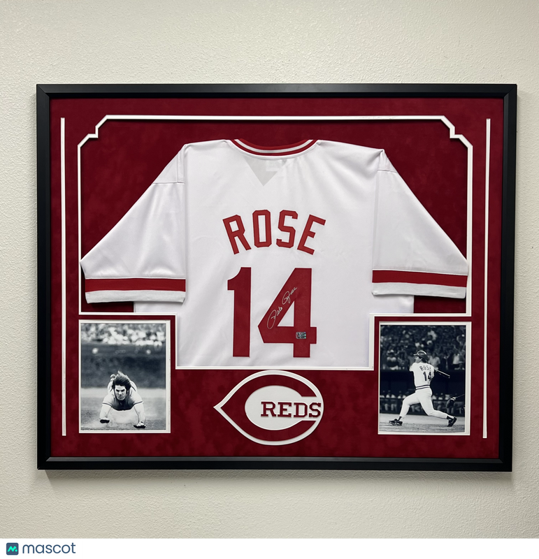 Pete Rose Signed Custom Framed Jersey Rose Auth Cincinnati Reds