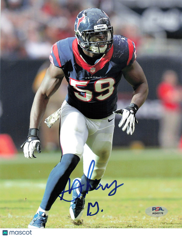 Whitney Mercilus Signed Houston Texans Football 8x10 Photo PSA Autographed