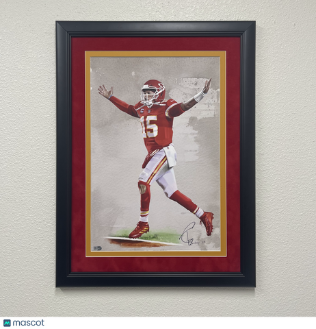 Patrick Mahomes Custom Framed Lithograph Signed by artist Tony Santiago