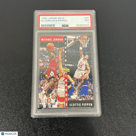 1992 Upper Deck #62 Michael Jordan / Pippen Auto PSA 7 Slabbed Bulls