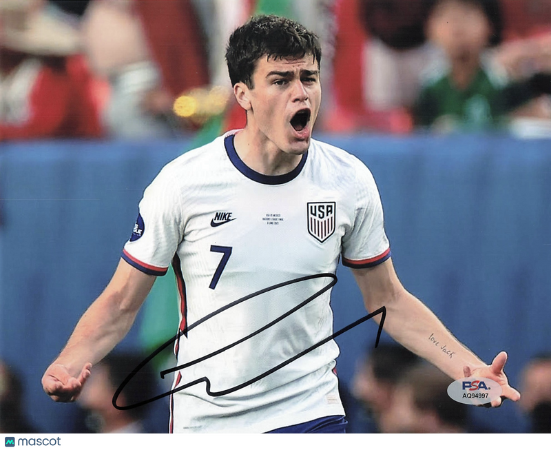 Giovanni Reyna Signed USMNT Soccer 8x10 Photo PSA Autographed