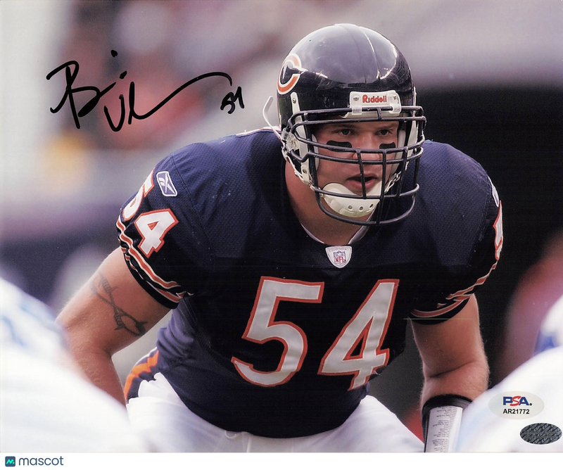Brian Urlacher Signed Chicago Bears Football 8x10 Photo PSA Autographed