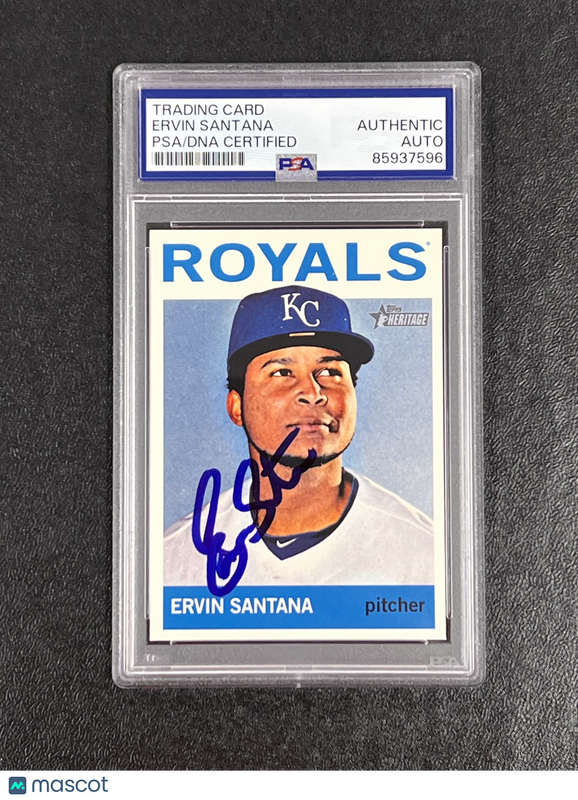 2013 Topps Heritage Baseball #176 Ervin Santana Signed Card Auto PSA Slabbed