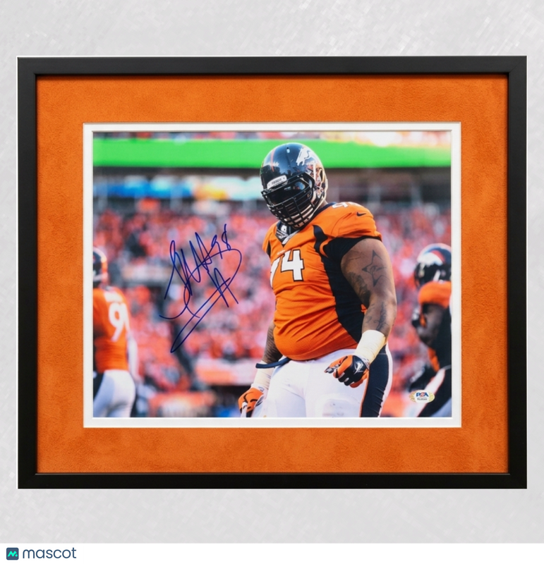 Terrance Knighton Signed Denver Broncos Football 11x14 Custom Framed Photo PSA