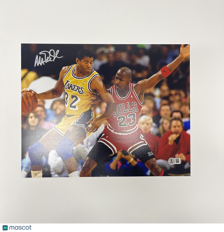 Magic Johnson Los Angeles Lakers Signed Basketball 11x14 Photo BAS