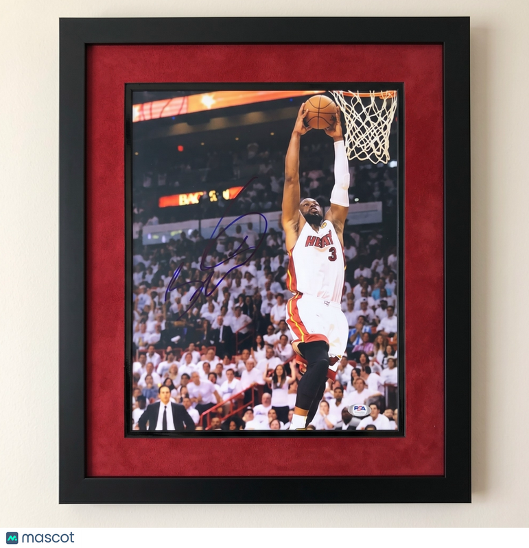 Dwyane Wade Miami Heat Signed Basketball 11x14 Custom Framed Photo PSA