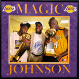 Magic Johnson Custom Framed Display LA Lakers Signed Basketball 11x14 Photo BAS