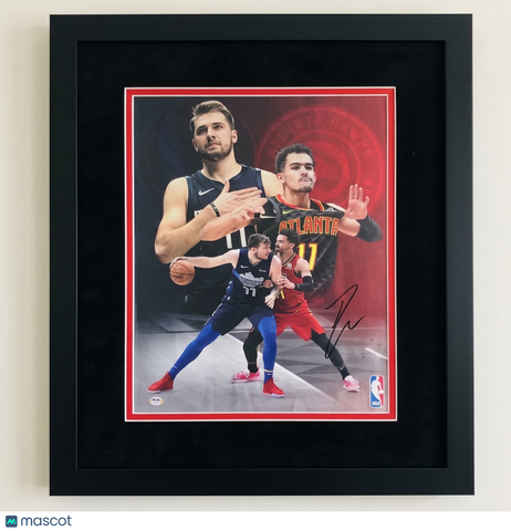 Trae Young Atlanta Hawks Signed Basketball 16x20 Custom Framed Photo PSA