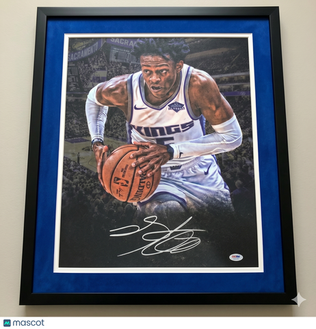 De'Aaron FoX Sacramento Kings Signed Basketball 16x20 Custom Framed Photo PSA