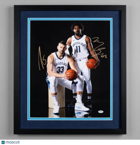 Marc Gasol and Mike Conley Grizzlies Signed 16x20 Custom Framed Photo PSA