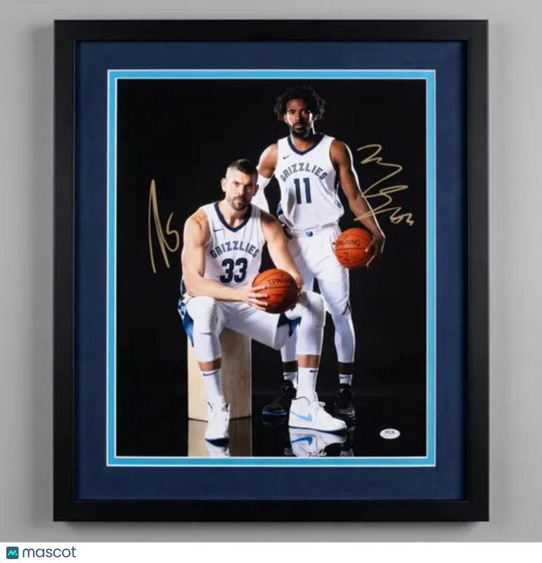 Marc Gasol and Mike Conley Grizzlies Signed 16x20 Custom Framed Photo PSA