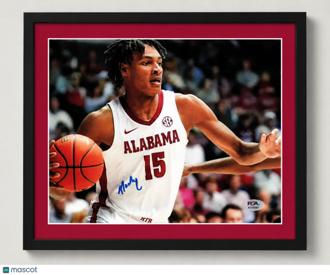 Noah Clowney Alabama Crimson Tide Signed Basketball 8x10 CustomFramed Photo PSA