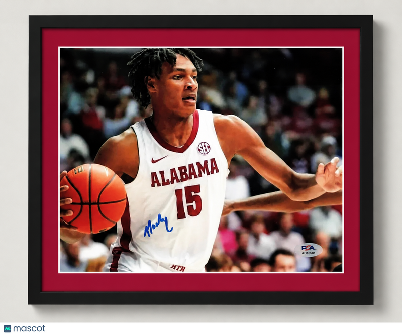 Noah Clowney Alabama Crimson Tide Signed Basketball 8x10 CustomFramed Photo PSA