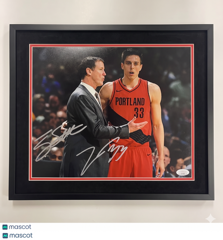 Terry Stotts and Zach Collins Portland Signed 11x14 Custom Framed Photo BAS