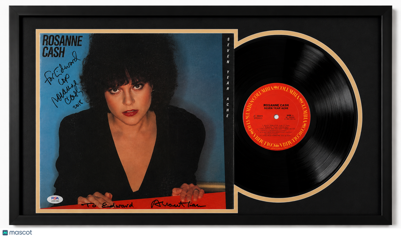 Rosanne Cash Signed Seven Year Ache Custom Framed Vinyl PSA Album Auth