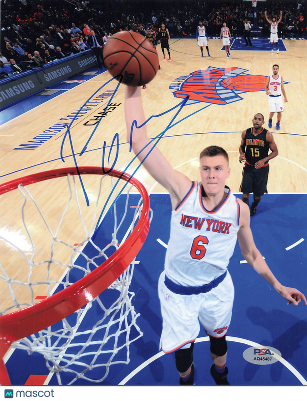 Kristaps Porzingis New York Knicks Signed Basketball 8x10 Photo PSA